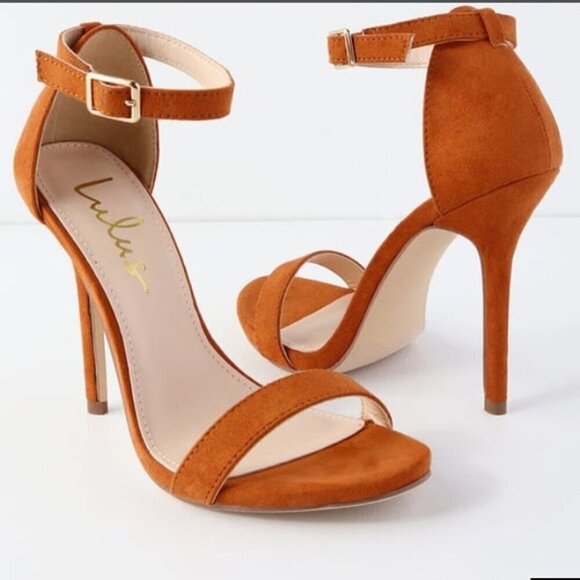 Lulus Elsi Rust Suede Single Strap Heels 10 - Picture 6 of 6